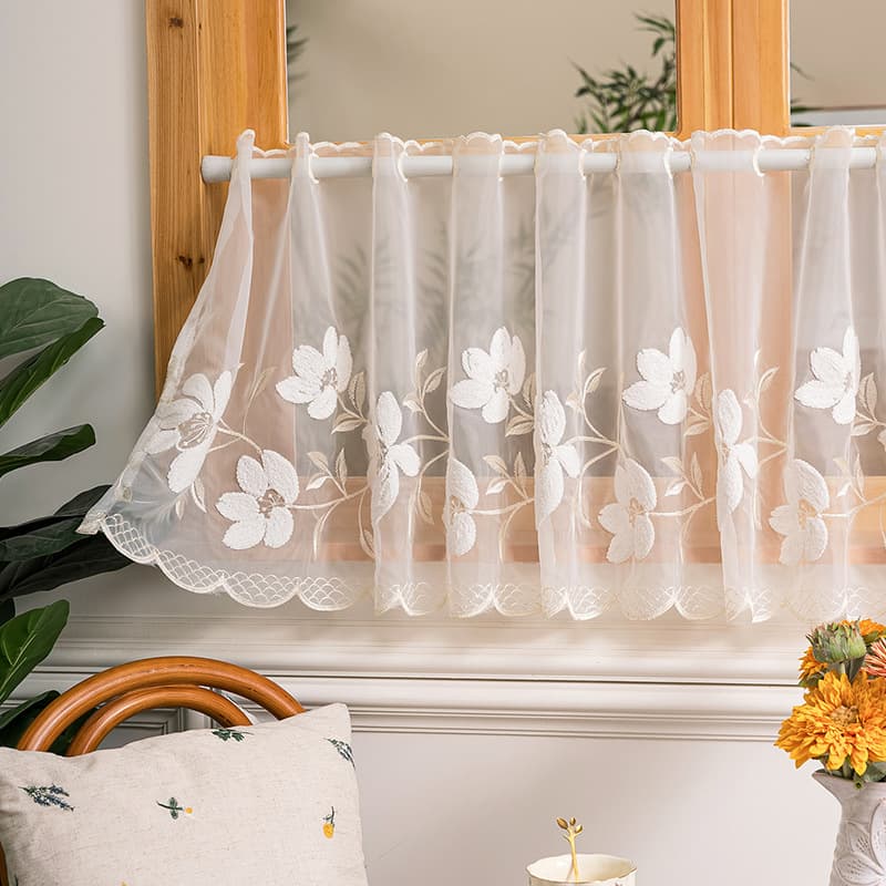 French Countryside Coffee Curtain Half Curtain Door Curtain Chenille Jacquard Cross-border Lace Short Curtain Factory Wholesale