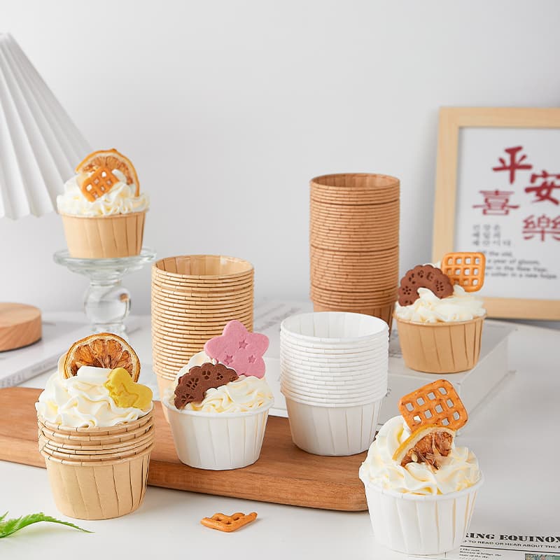 High temperature resistant cake cup muffin baking set, baking resistant muffin paper cup, kraft paper oil-proof cupcake paper tray