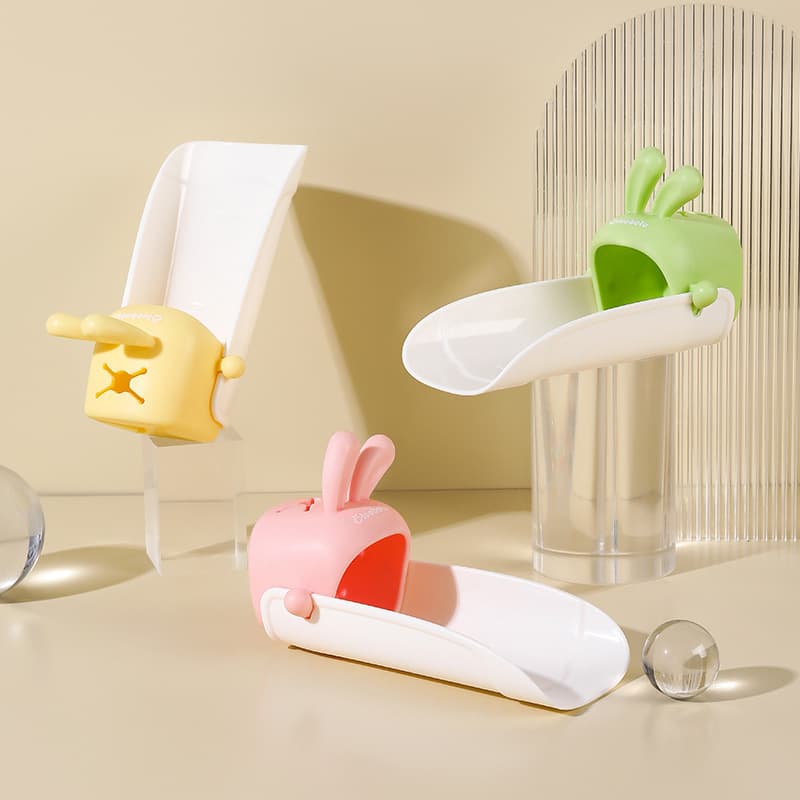 New Baby Bathroom Water Dispenser with Cute Silicone Faucet Extender - Premium Selection for Baby Handwashing and Splash Prevention