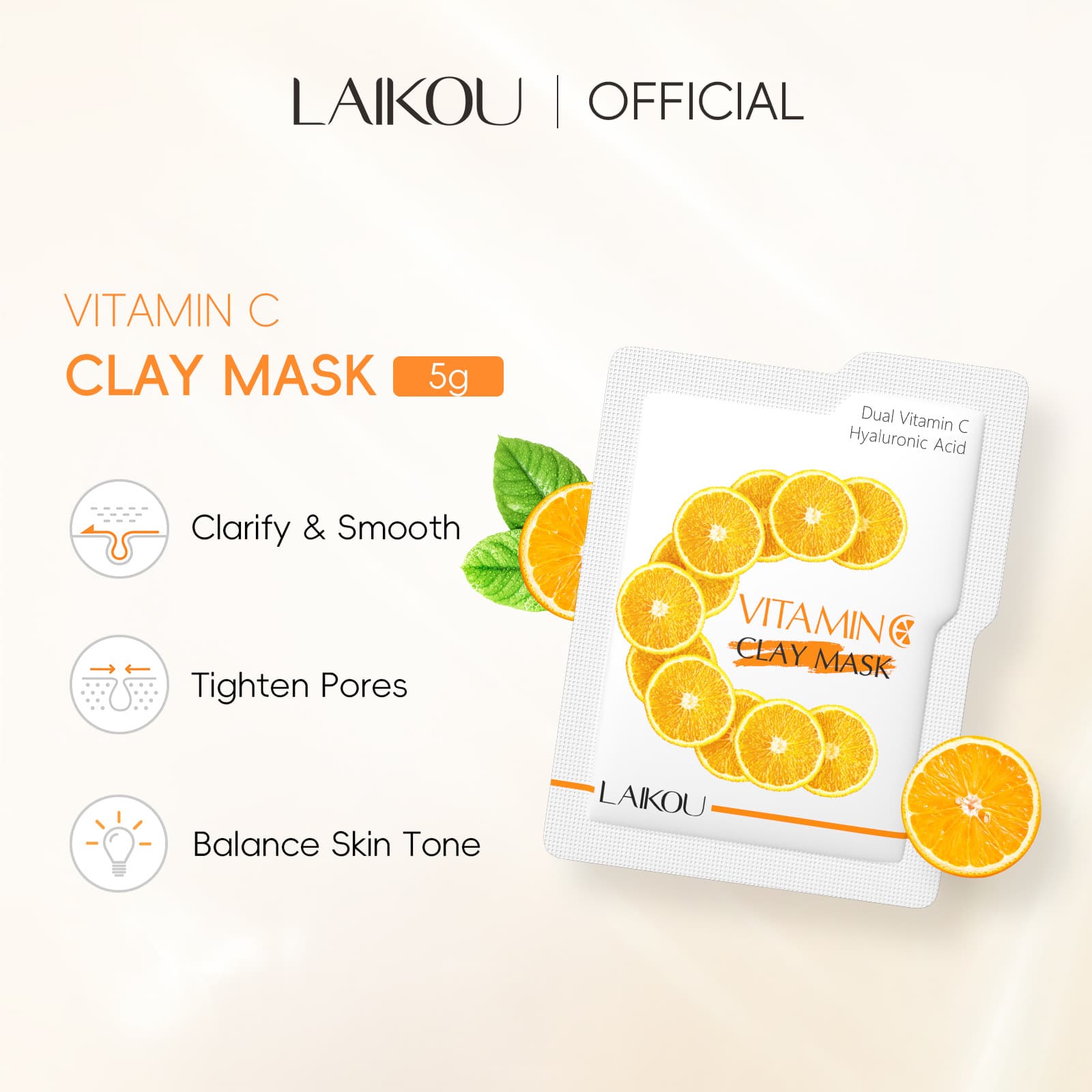 New Arrival LAIKOU Vitamin C Mud Mask Single Piece Pore Cleaning Facial Mask Hydrating Moisturizing Skin Care Product