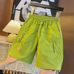 2026 Summer New Kids' Stylish Cargo Shorts, Five-Point Shorts, Thin Fabric for Older Kids