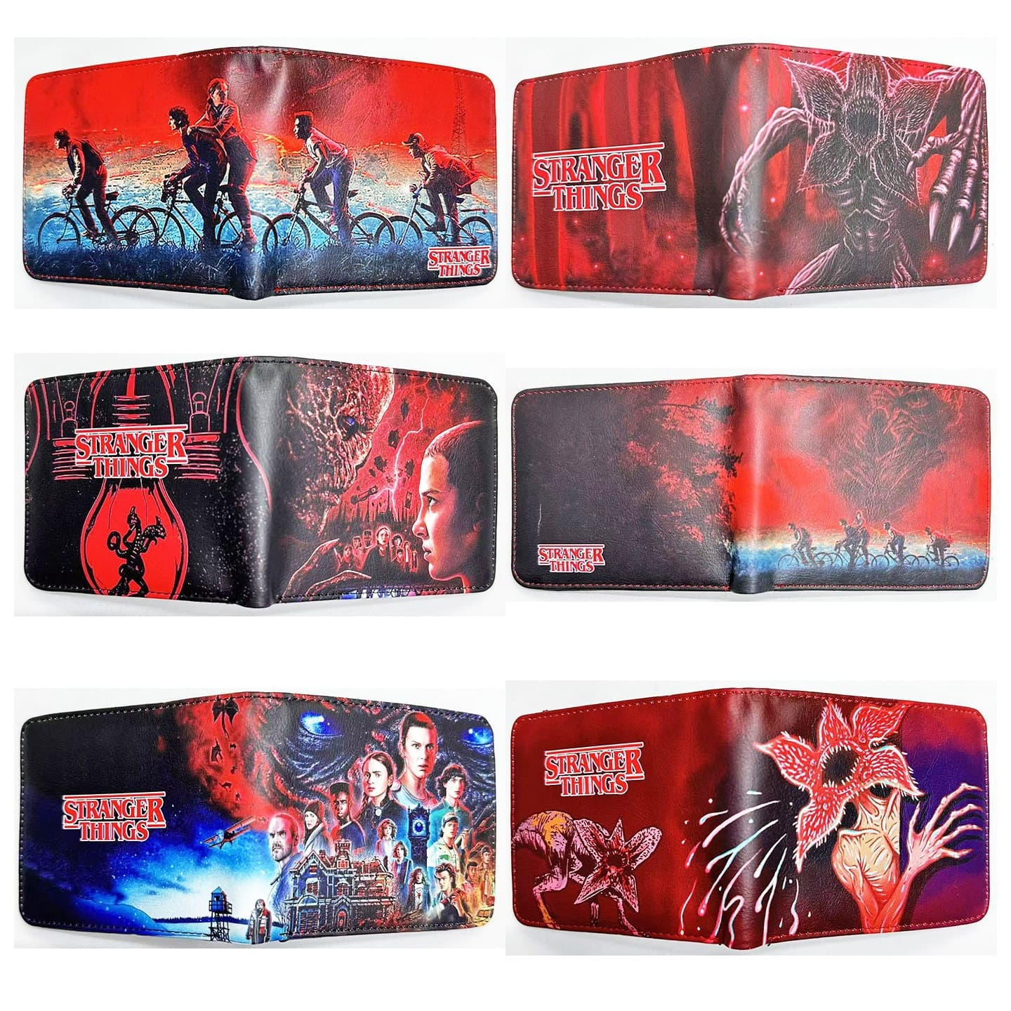 Stranger Things Short Wallet Full-Color Printed PU Bifold Wallet Student Coin Purse
