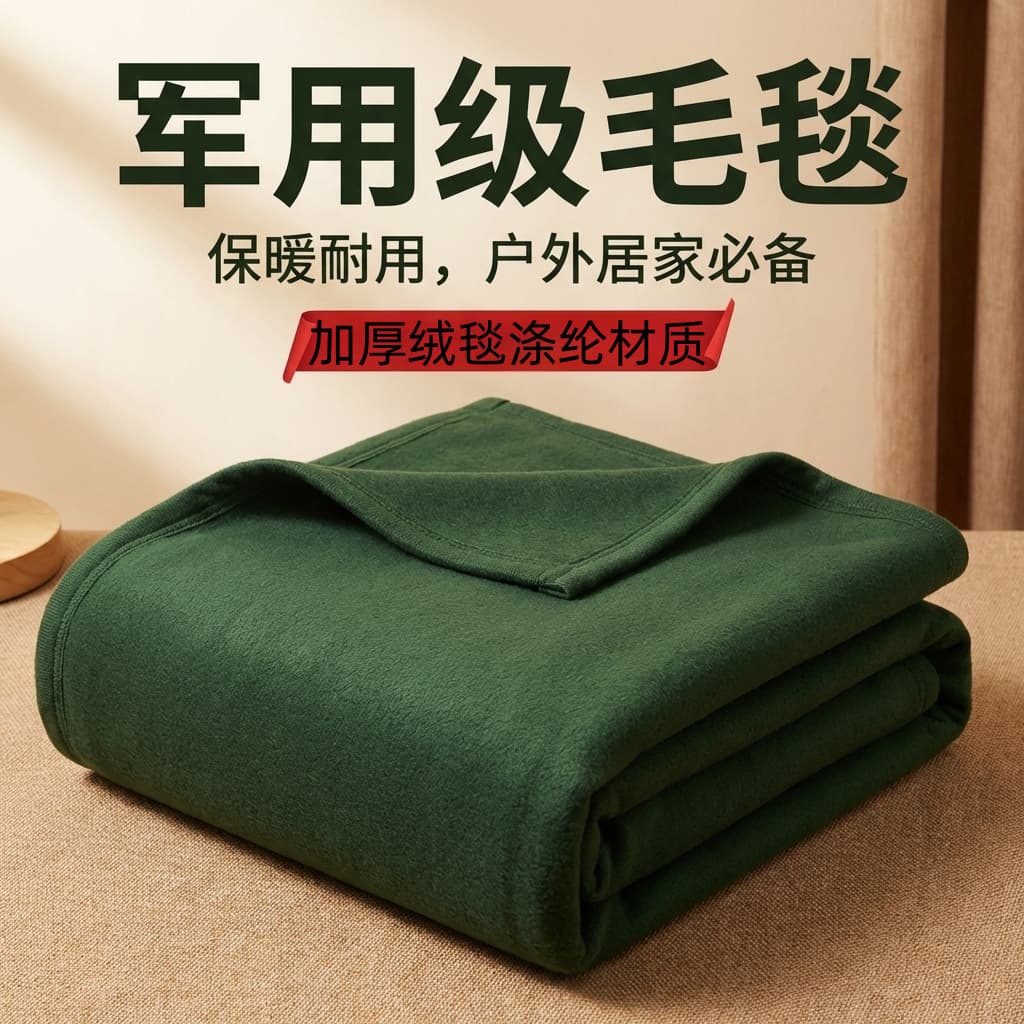 Military Green Double-Sided Flannel Blanket, Student Bedroom Bed Throw, Home Warmth Sofa Cover, Thickened Blanket