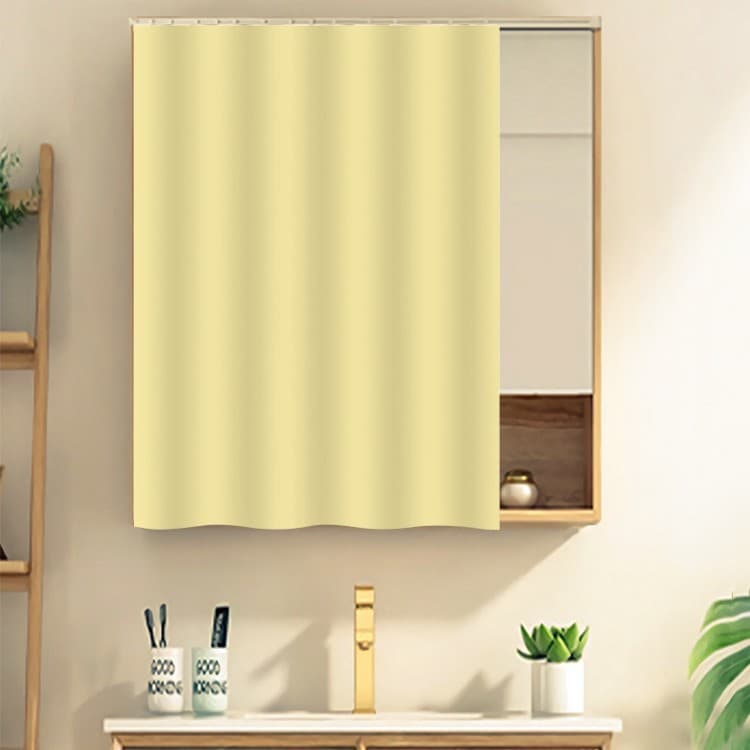 Solid Color Dressing Table Mirror Cover Curtain, No-Drill Bathroom Cabinet Waterproof Dustproof Fabric Curtain, Wardrobe Concealer Curtain