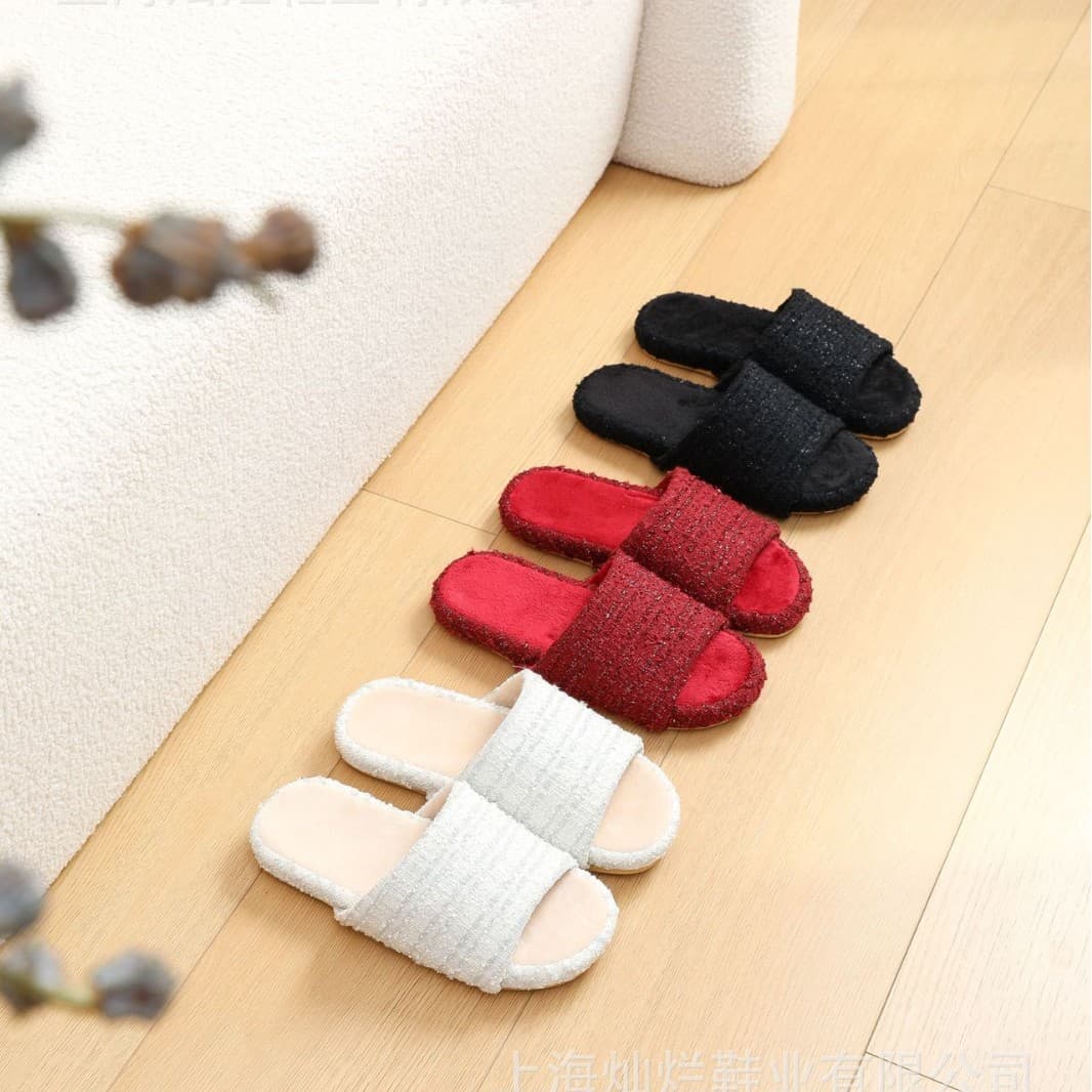 Wholesale Spring/Autumn Home Guest Slippers for Women, Anti-Slip Fabric Slippers, Fashion Open Toe Slippers