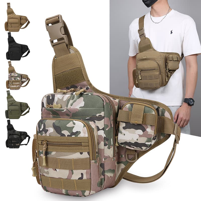 Oxford Cloth Men's Chest Bag, Multi-Compartment Sports Cycling Crossbody Bag, Large Capacity Outdoor Trekking Tactical Storage Bag