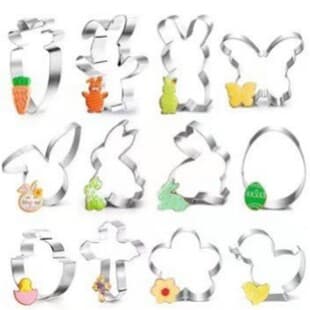 Easter Cookie Molds Baking Molds Egg Rabbit Cookie Cutter Set 12-Piece Cookie Cutters