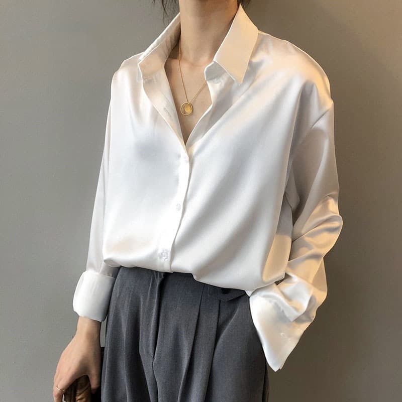 Fashion Satin Silk Blouse Cross-border European and American Women's Shirt Factory Wholesale