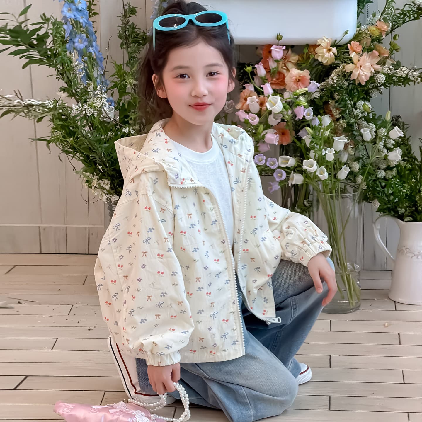 Girls' Autumn Coat 2026 New Style Korean Fashion Kids Spring Fall Jacket Hooded Bow Top