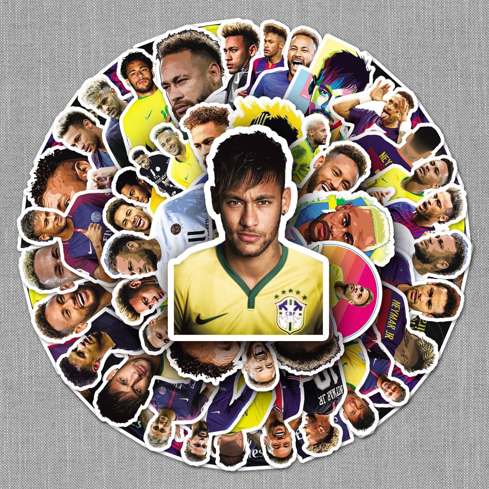 50-Pack Neymar Star Creative Cartoon Stickers Waterproof Decals for Luggage Scooter Guitar Cute Style 5-8cm Size