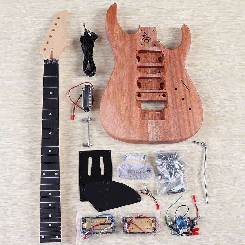 FY Maple Alder Wood Guitar Body and Neck Electric Guitar Semi-Finished Assembly Modification Kit with Guitar Accessories