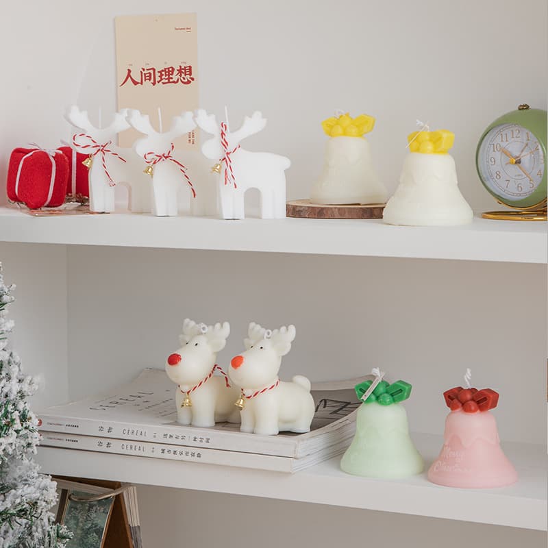 Christmas scented candles, cute elk bell shaped candles, Christmas decorations, holiday gifts wholesale