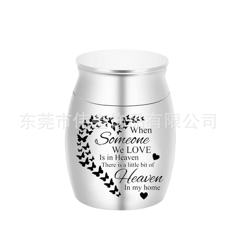 Amazon bestseller export to EU/US: 30*40mm pet ash container, heart-shaped butterfly urn, cremation jewelry.