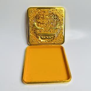 Antique Craft Vintage Hollow Out Year After Year Double Fish Pattern Incense Box Scholar Desk Incense Display Ornament