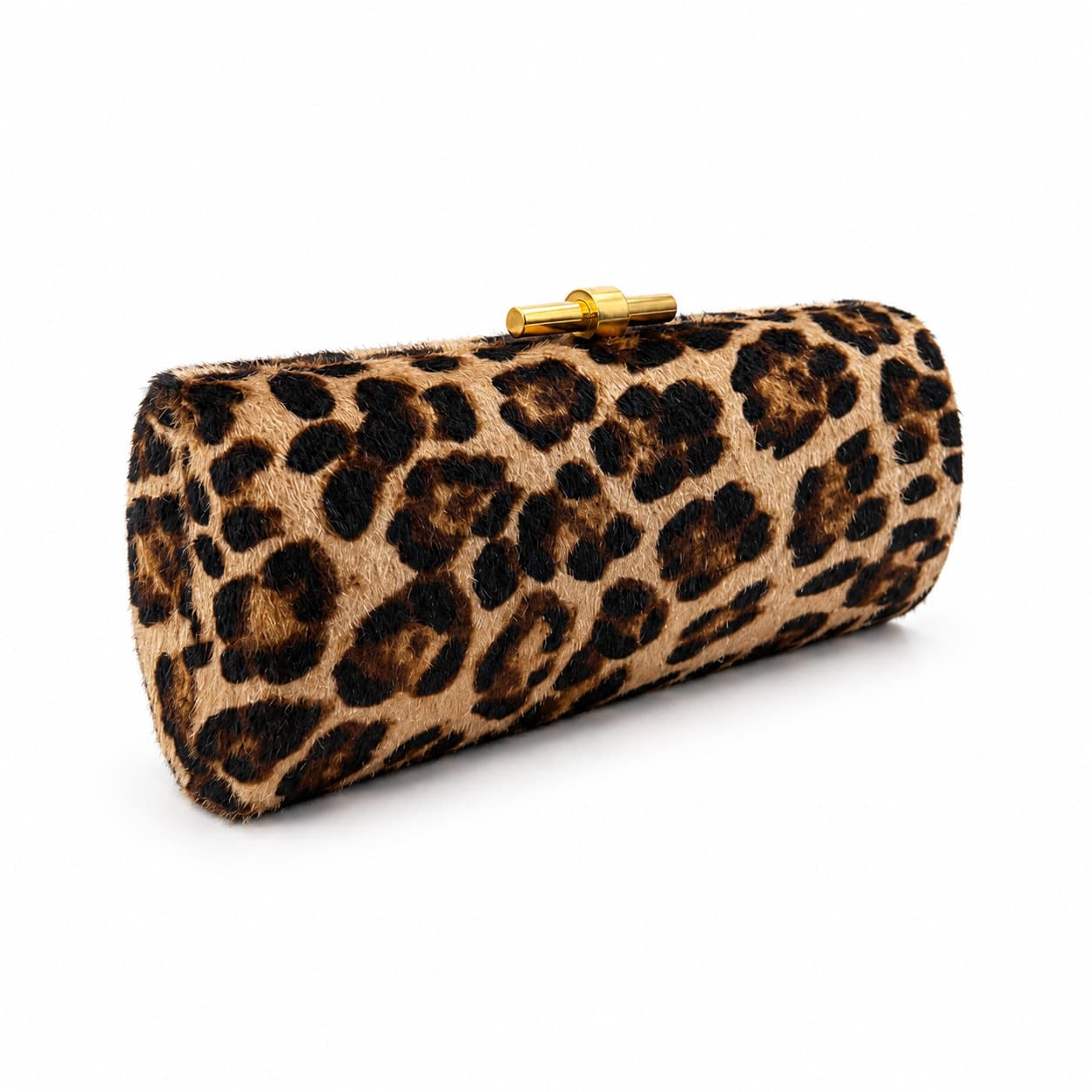New European and American Cross-Border Cylinder Leopard Print Faux Fur Clutch Bag, Shoulder and Crossbody, Socialite Evening Banquet, Factory Wholesale