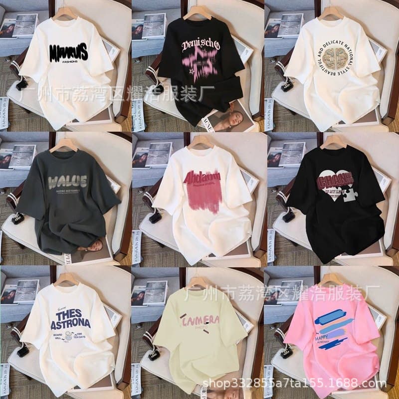 2026 summer Korean version 9.9 free shipping new women's short-sleeved women's T-shirts women's tops street stall foreign trade clothing wholesale