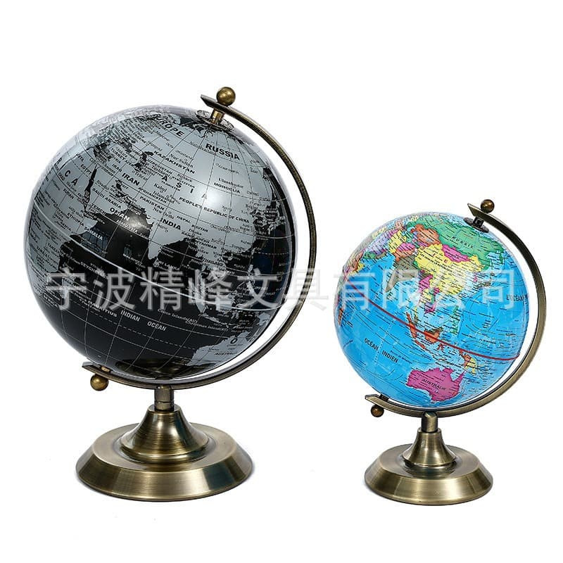 English Retro-Style Globe, Office Decoration, Student-Specific Children's Day Gift with Stand, High-Definition Globe