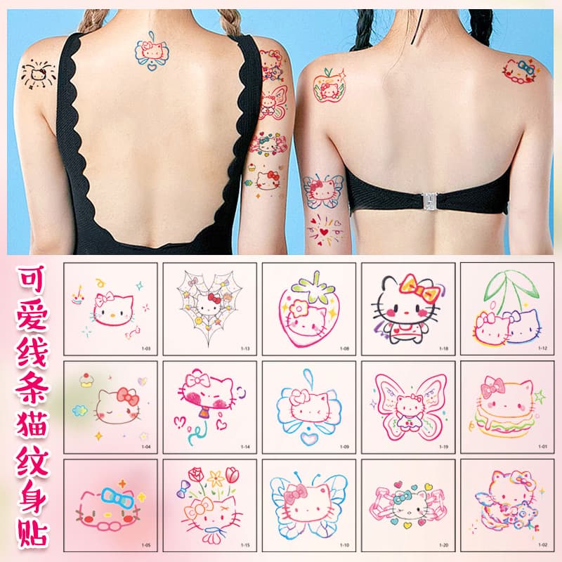 Wholesale cartoon Hello Kitty temporary tattoo stickers, high-end and cute for children, suitable for arms and faces.