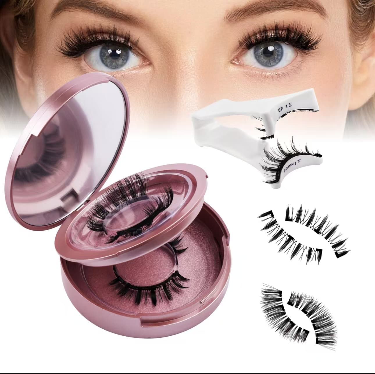 Popular Magnetic Eyelash Set, European and American Style 2 Pairs of One-Piece False Eyelashes, Small Round Magnetic Eyelashes