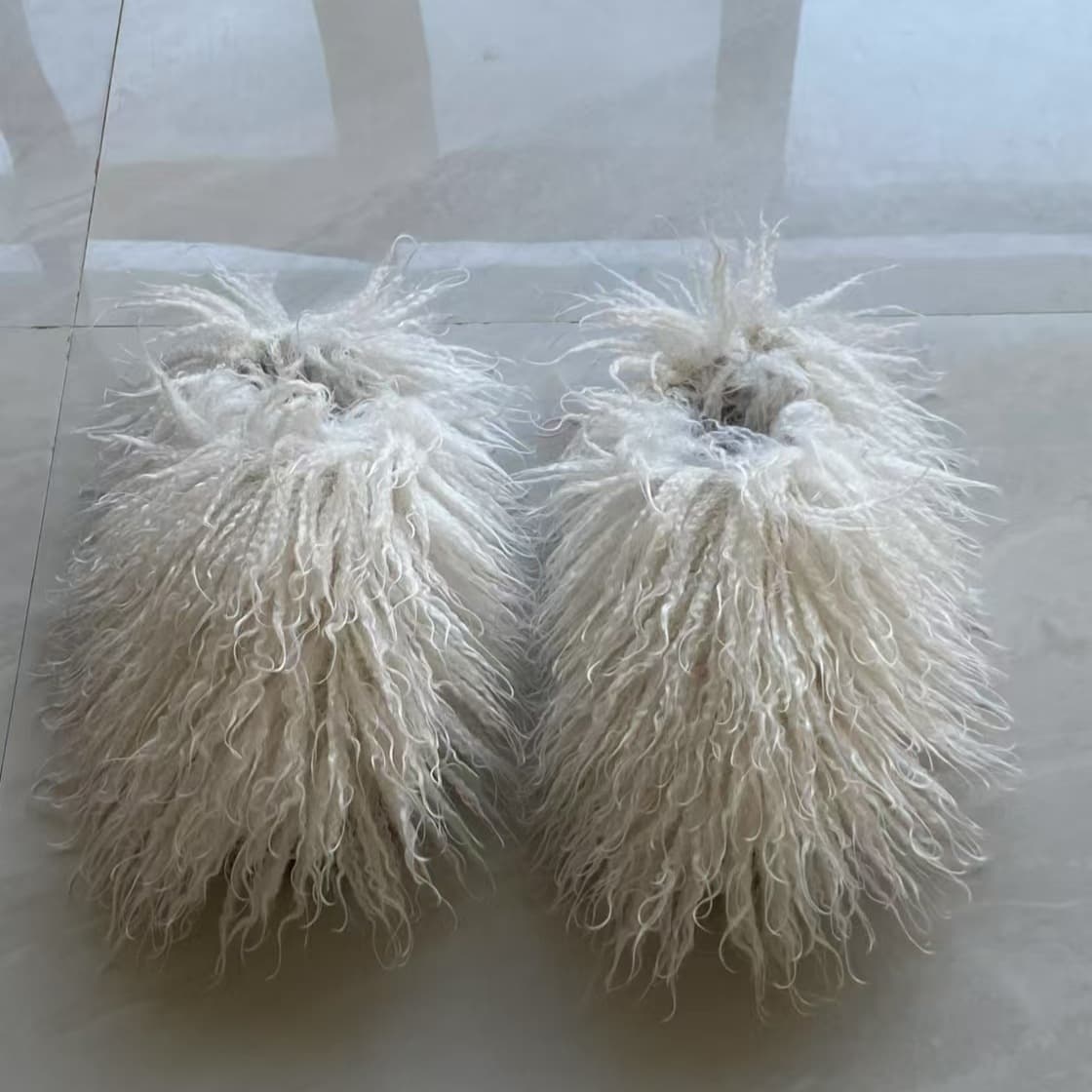 Wholesale New Fuzzy Slippers Women's Home Slippers Thick Sole Fleece-Lined Warm Imitation Raccoon Fur Wool Slippers