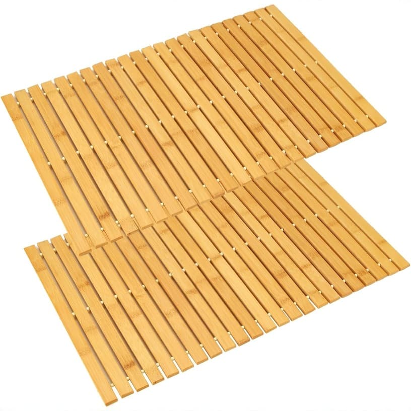 Bathroom Non-Slip Bamboo Mat Square Toilet Door Mat Bedroom Carpet Bathroom Non-Slip Solid Wood Floor Mat