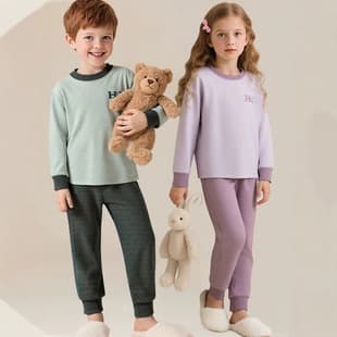 Teenager Student Thermal Underwear Set Wool and Silk Warm Underwear Boys Pajamas Girls Base Layer Cotton Sweater