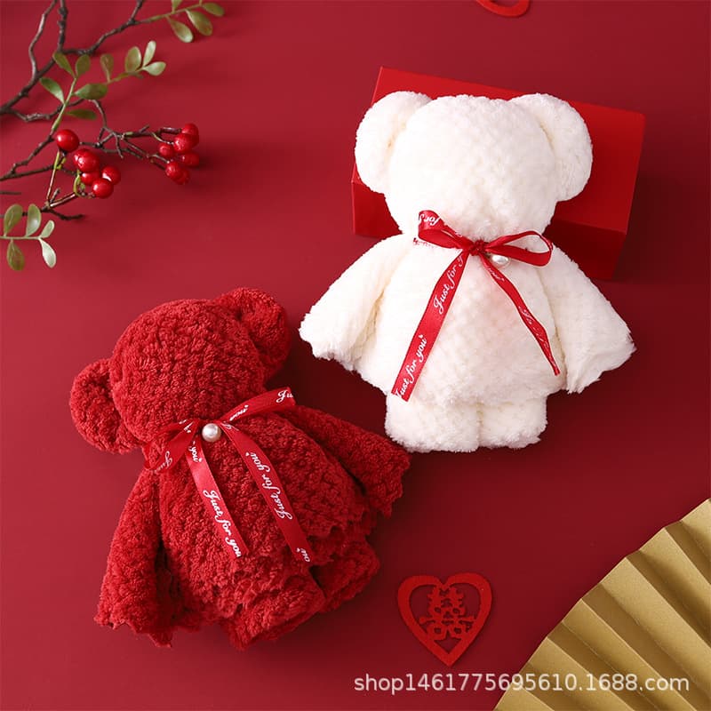 Coral Fleece Bear Towel, Wedding Return Gift, Wedding Shop Favor, Opening Event, Birthday Gift, Shaped Towel Bear