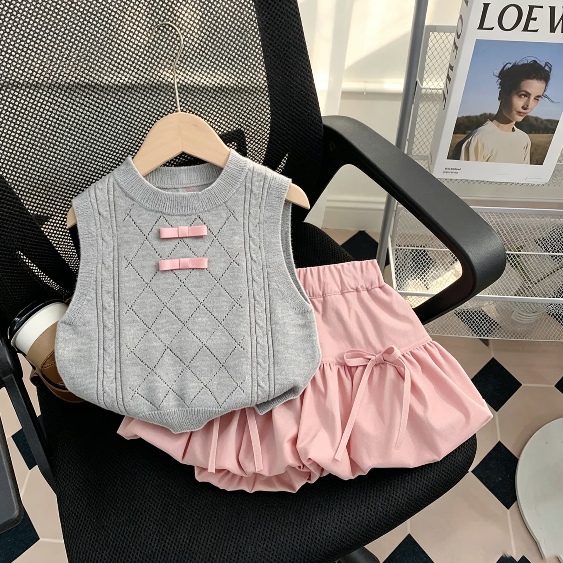Girls college style suit summer clothes new baby short-sleeved T-shirt children's skirt princess summer clothes small children's clothing