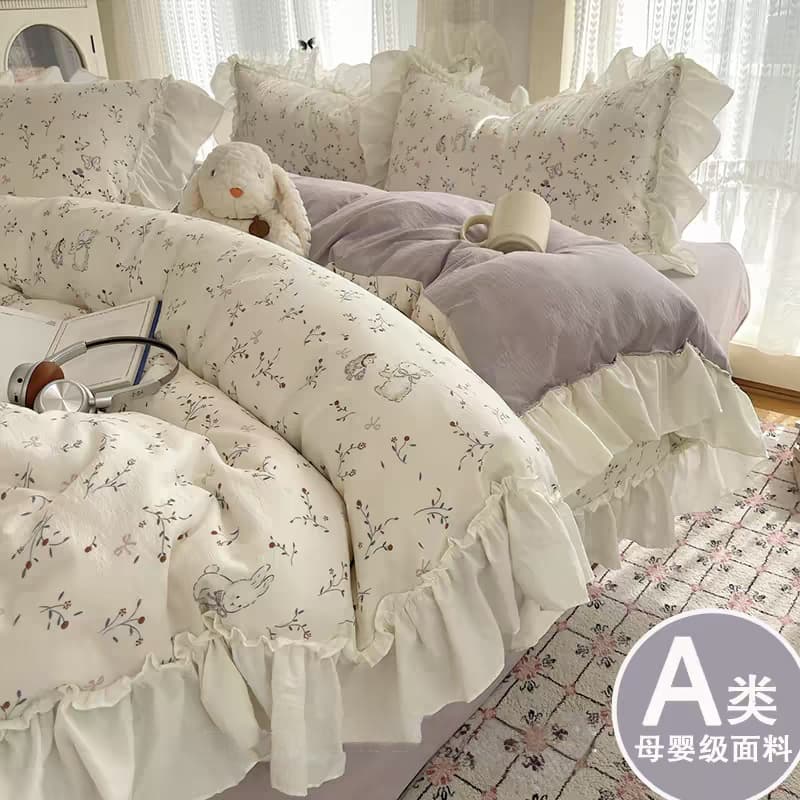 Class a Double-Layer Gauze Four-Piece Set Pure Cotton Bed Sheet and Duvet Cover 2026 New Model Quilt Cover Dormitory Bed Student Three-Piece Set 4