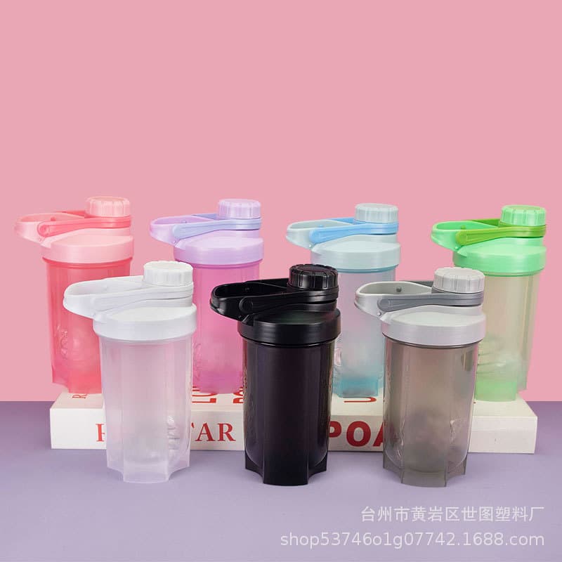 500ml shaker cup, fitness and sports water cup, shaker cup, plastic milkshake cup, convenient large-capacity protein powder scale cup