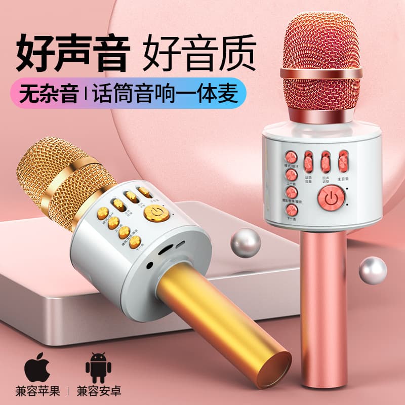 Rechargeable Bluetooth Wireless Microphone One-to-One Children Karaoke TV Family Singing Microphone Directional Sound