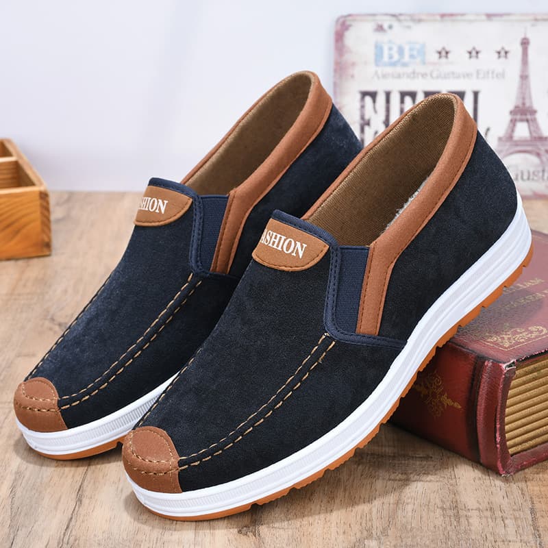 Old Beijing Cloth Shoes Men's Casual Breathable Slip-On Father Shoes Wear-Resistant Anti-Slip Work Shoes Men's Cloth Canvas Shoes