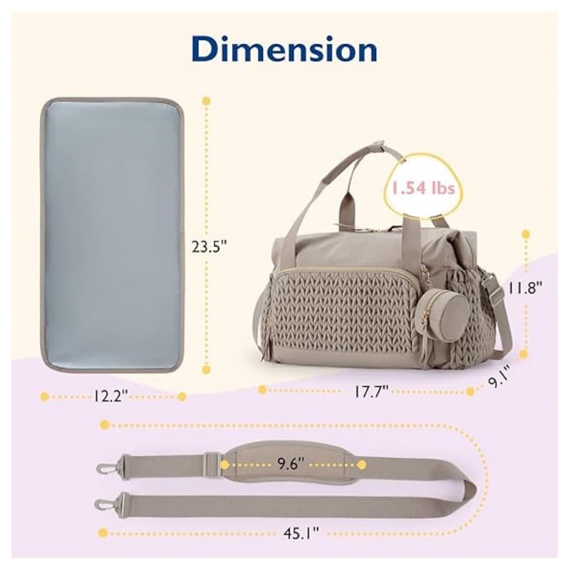 New Diaper Bag Tote, Large Capacity Travel Diaper Bag, Hospital Labor Bag Baby Bag with Pacifier Case