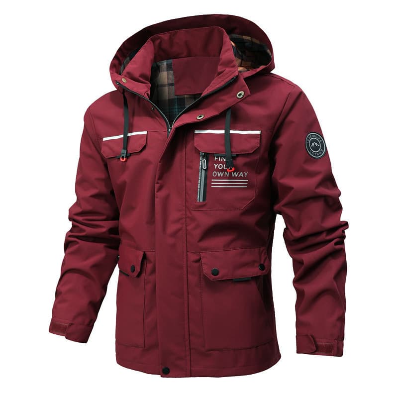 New Men's Spring and Autumn Single-Layer Hooded Windbreaker, Thin Jacket, Windproof and Waterproof Outdoor Hiking Jacket
