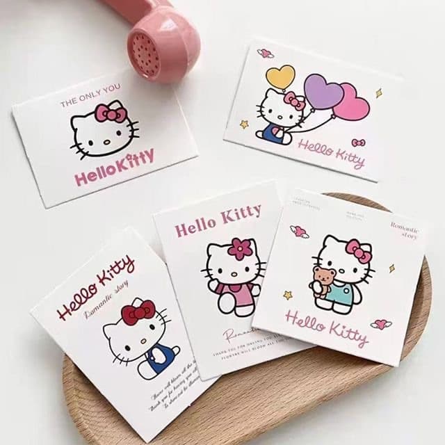 Hello Kitty Card Cute Cartoon Style Kitty Cat Card Flower Bouquet Gift Decoration Blessing Greeting Card