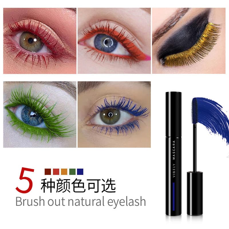 Hot-Selling Non-Smudge Color Mascara, Lengthening, Volumizing, Thickening, Waterproof Mascara, European and American Style, Curling, Colorful