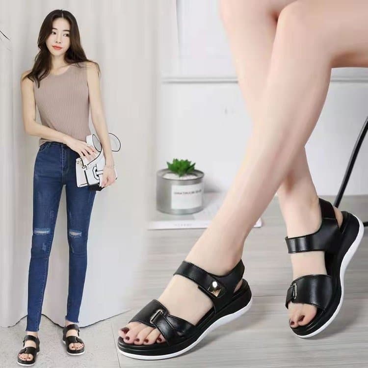 Non-slip Open-Toe Sandals for Women 2023 Cross-Border Plus Size Summer Hot Sale Thick Sole Beach Sandals