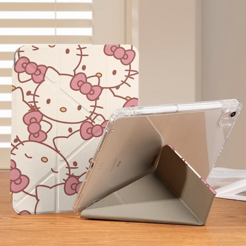 Compatible iPad Case Air7/6/5 Full Screen KT Cat Head 3+Y Fold 11th Gen A16 Apple Tablet Case Shockproof