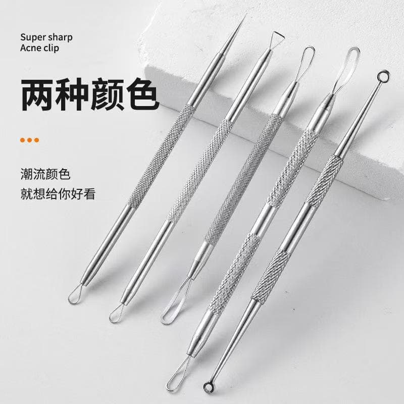 Russian-style double-ended slanted round and horseshoe cuticle pusher, stainless steel, professional nail salon use