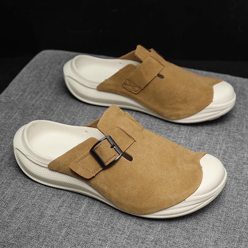 Men's Half Slippers Summer Outdoor Non-Slip Odor-Resistant Slip-On Toe-Covered Clogs Birkenstock Sandals