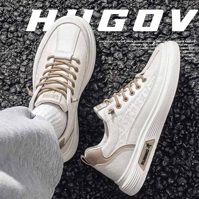 Leather Panel Shoes White Sneakers Casual Shoes Korean Style Student Shoes Men's Fashion Shoes All-Season Men's Shoes Z100