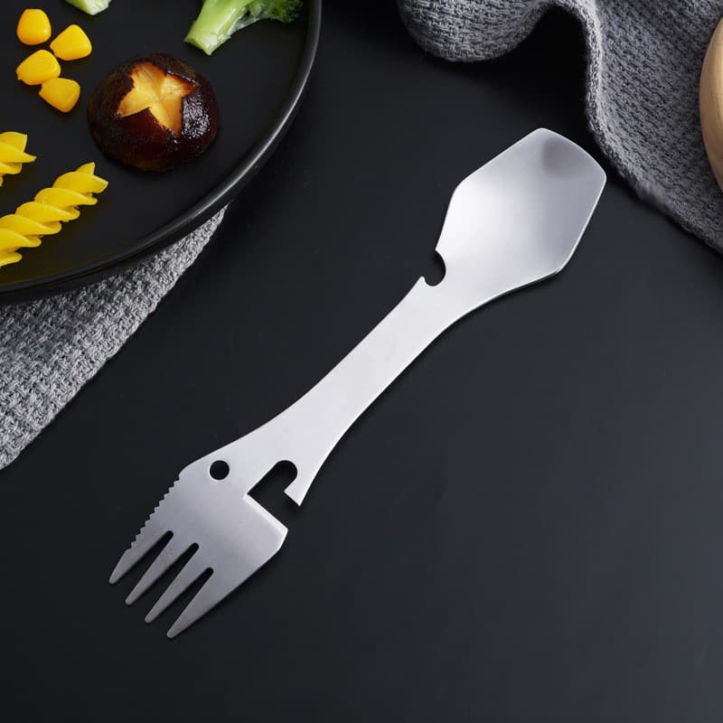 430 Stainless Steel Multi-Function Knife, Spoon, Fork, Bottle Opener, Can Opener, Camping Hiking Portable Cutlery Set
