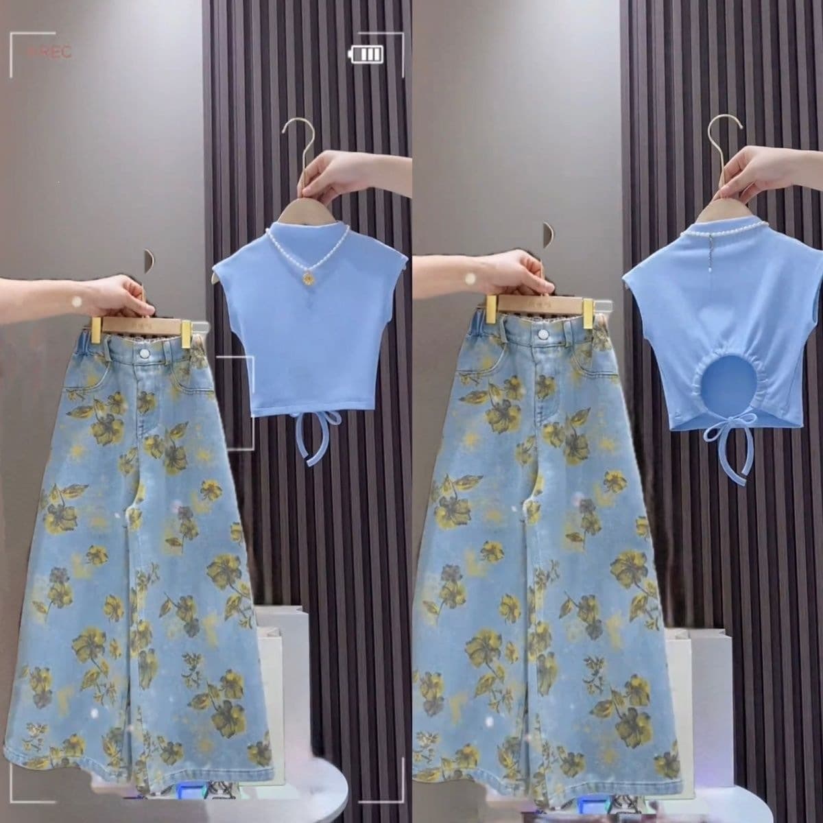 Girls Summer Suit 2026 New Big Girls Fashionable Short Sleeve Internet Celebrity Floral Pants Girls Summer Two Piece Set Trendy