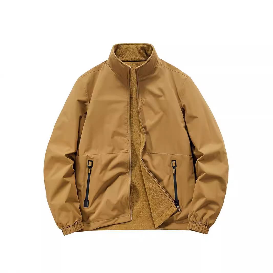 Double-Sided Wear Jacket Men's Fleece Coat Outdoor Casual Stand Collar Top Fleece Jacket TikTok Live Streamer 8915