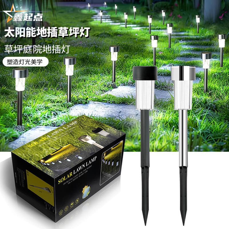 Cross-border Solar Stainless Steel Small Tube Lights, Waterproof Courtyard Floor Outlet Outdoor Lights, Garden Landscape Solar Lawn Lights