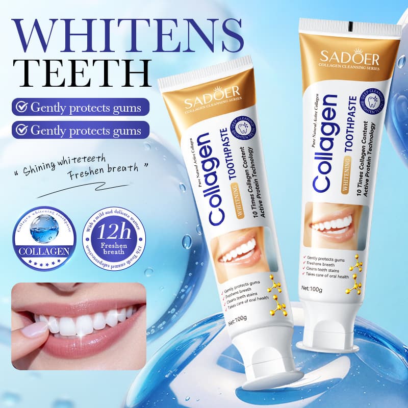 SADOER Collagen Whitening Toothpaste Full English Packaging Stain Removal Oral Care Toothpaste Cross-Border Wholesale
