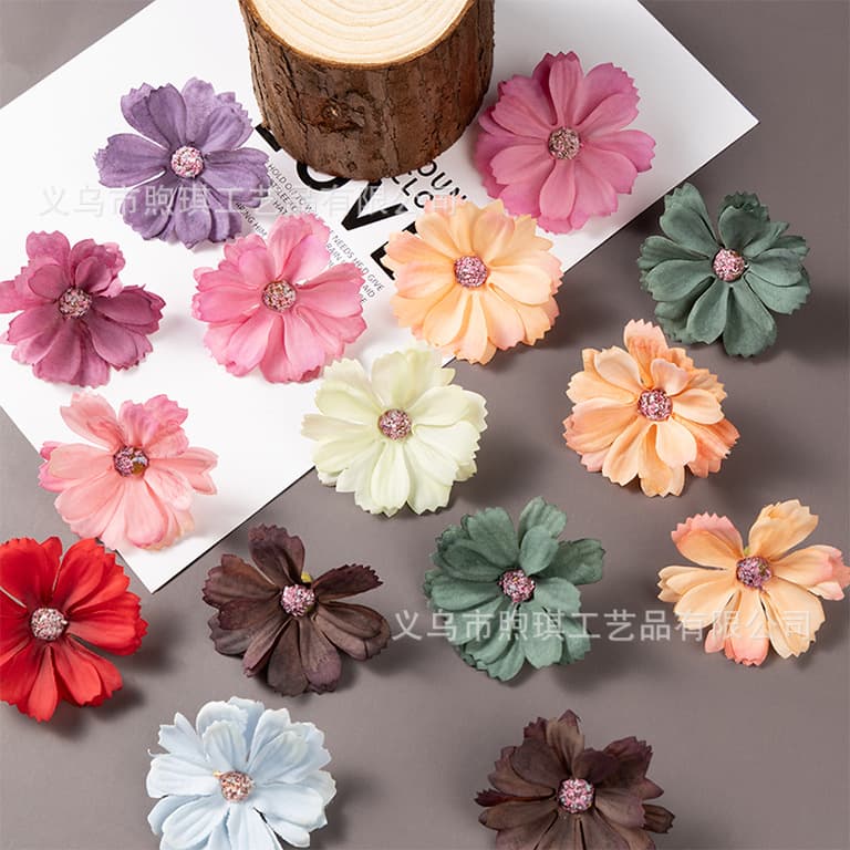 Artificial Star Flower DIY Multi-Layer Silk Flower Fake Flower Wedding Decoration Six-Petal Opera Headpiece