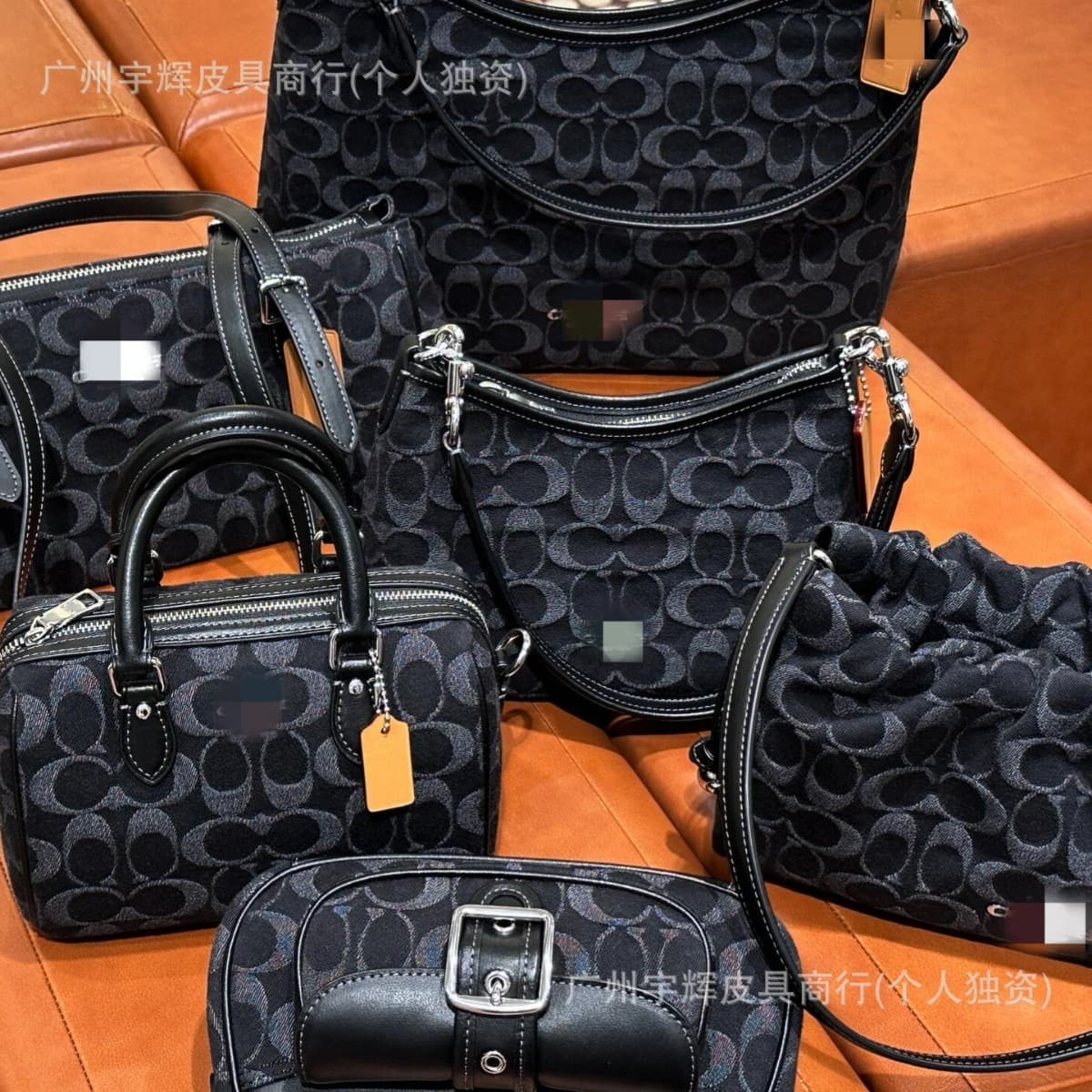 Koujia New Denim Black Jean Series Wander Bag Cloud Bag Mini Boston Monogram Shoulder Underarm Bag