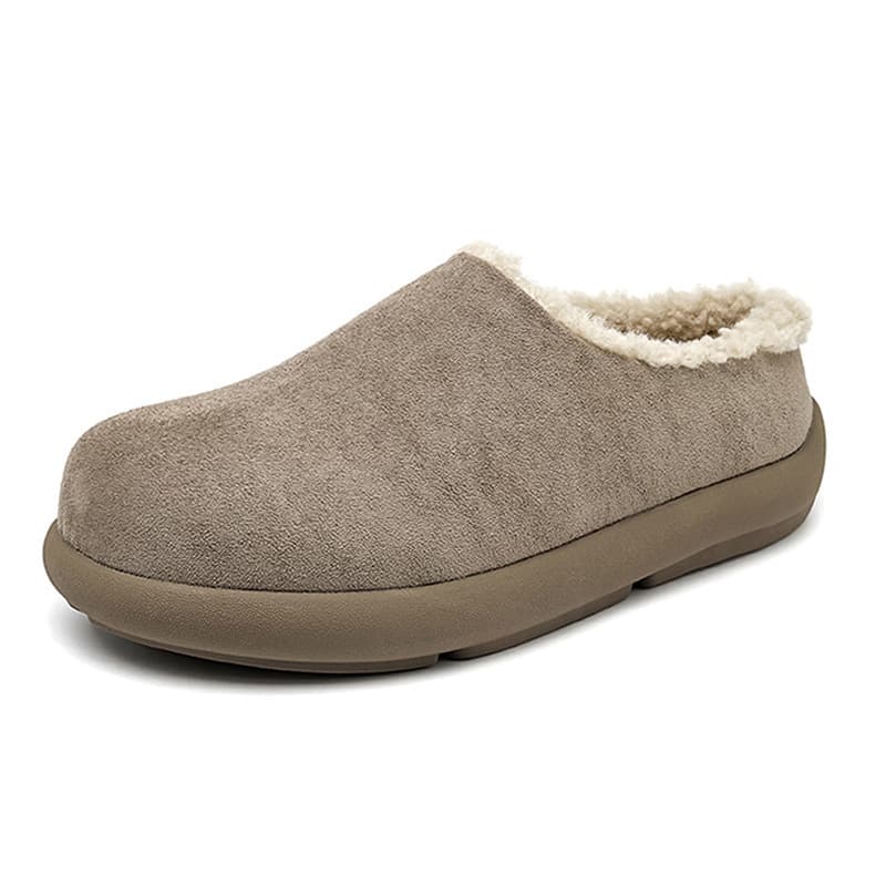 Little Potato Birkenstock Mule Shoes Men's Winter Fleece-Lined Cotton Shoes Snow Boots Flat Slip-On Half-Cover Slippers M179