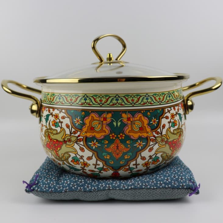 Enamel Pot Soup Pot Double-Handled Pot Enamel Apple Pot, Induction Cooker Gas Stove Soup Pot, Eco-Friendly Material for Home